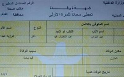 ما هي الاوراق المطلوبة لإستخراج شهادة الوفاه ؟