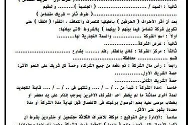ما هي صيغة عقد شراكه بين طرفين ؟