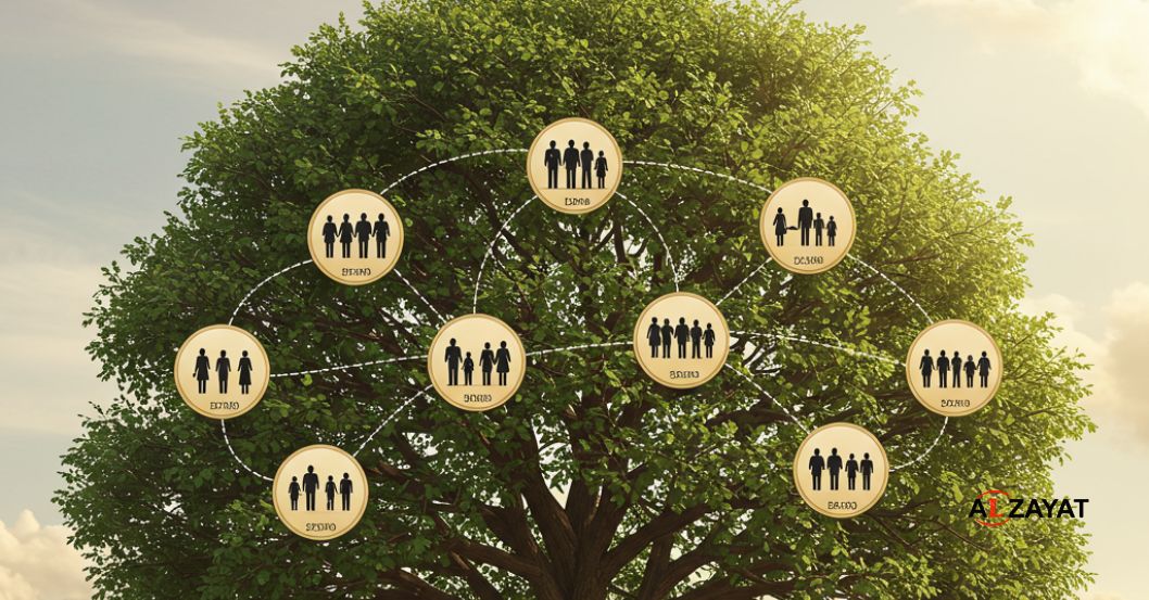 Un diagramme d'arbre généalogique, représentant l'importance de la planification de l'héritage et de la succession en Égypte