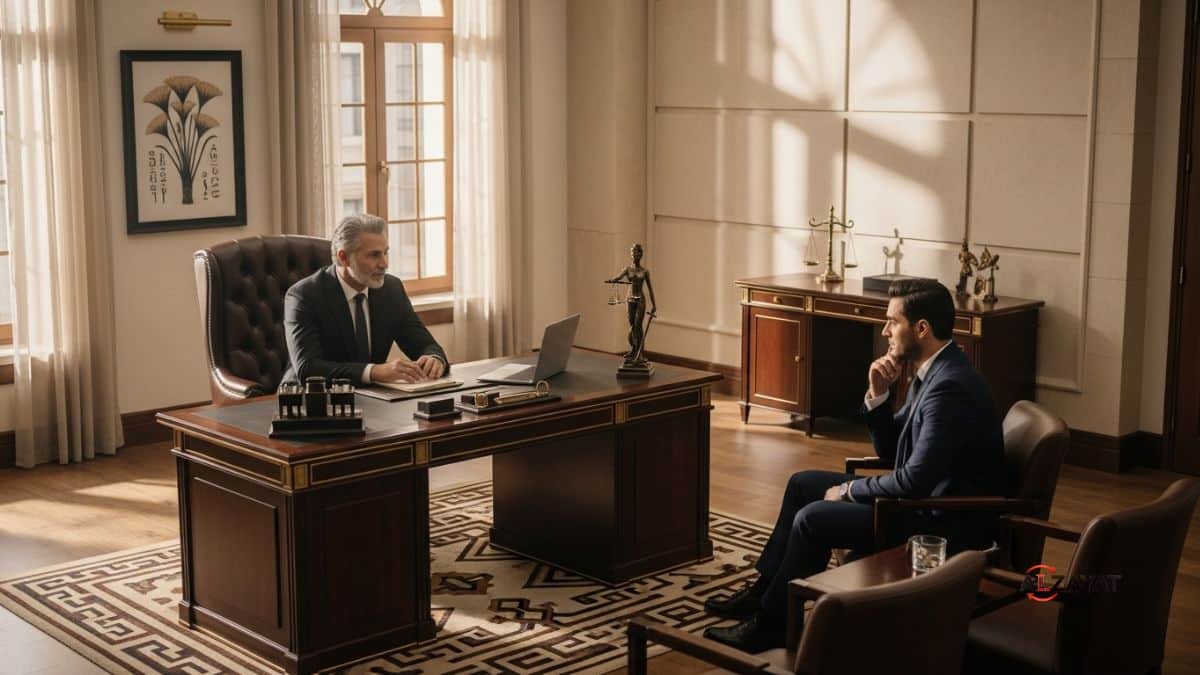 A senior lawyer From Alzayat Egypt's First international Law Firm discussing Criminal Defense Egypt with a client