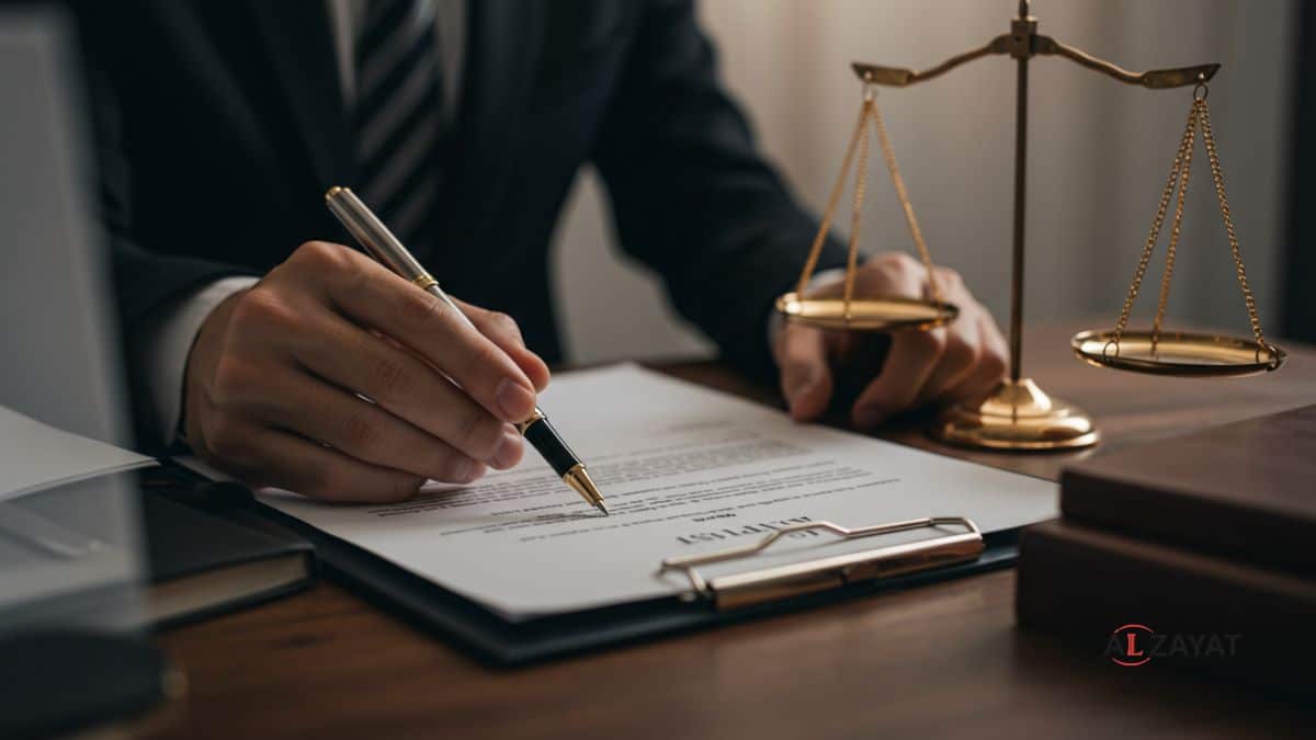 Close-up of legal documents being reviewed, symbolizing the detailed investigation and planning behind a criminal defense strategy by Alzayat Law Firm.