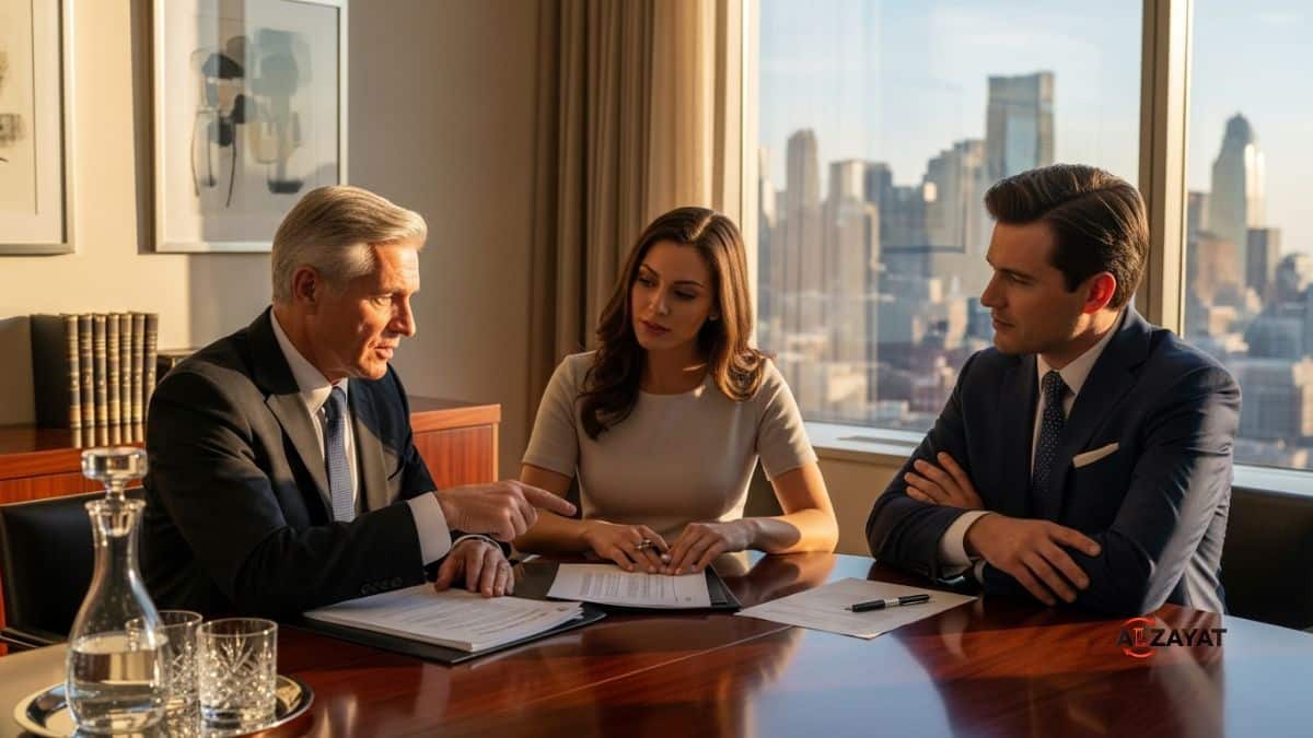 Senior lawyer consulting clients on International Probate Proceedings in Egypt.