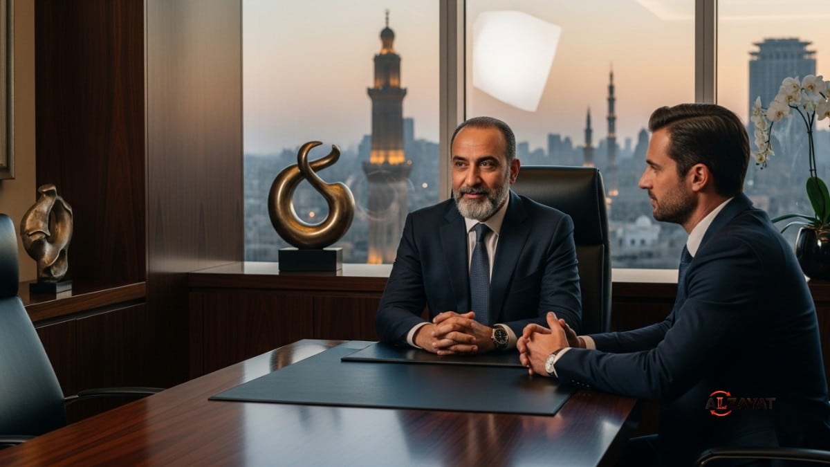 English speaking criminal lawyer consulting with an international client in a modern office.