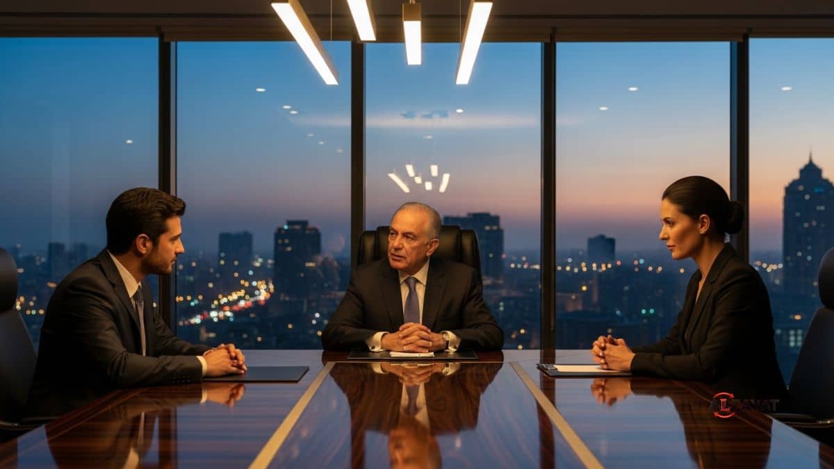 Inheritance in Egypt: A senior lawyer advises clients in an ultra-luxury setting.